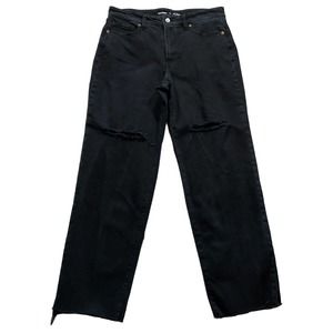 Old Navy Womens Jeans size 12 Black O.G. Loose High Rise Destroyed Denim Stretch